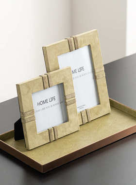 匠十三 奢华高端皮革相框摆台样板间客厅茶几托盘盒酒店会所装饰