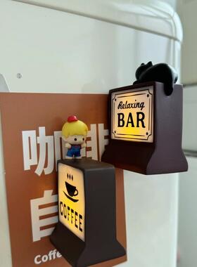 创意发光coffee灯箱冰复古箱贴磁贴留言板洞洞板磁力贴磁贴吸铁石