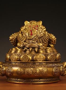 全铜黄铜聚宝盆金蟾铜钱元宝纳财祥瑞摆件店铺开业送礼办公室客厅