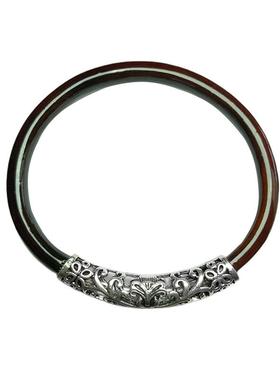 正品西藏然天饰正品鸡木血藤手镯女吊坠款男藏银铃铛镯情侣民族风