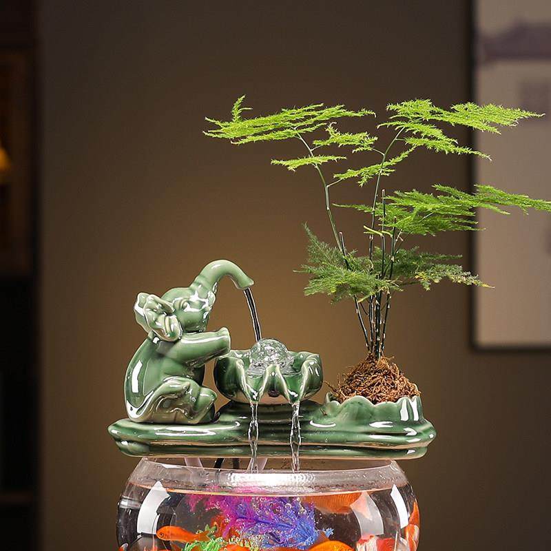 景德镇陶瓷鱼缸配件流水喷泉家用小金鱼缸自动循环增氧过滤造景,淘宝优惠券,粉丝福利购,淘宝优惠卷