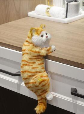 仿真猫咪摆件绒玩具毛手工艺品内创RZF意礼物电视猫猫室开业挂摆