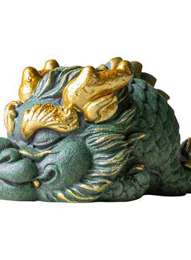 国潮祥瑞神龙招财青砂石摆件家居玄关柜台装饰龙卷王镇纸书法专用