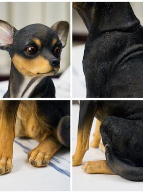 跨境创意礼品家居客厅电视柜装饰品仿真吉娃娃摆件动物小鹿犬模型