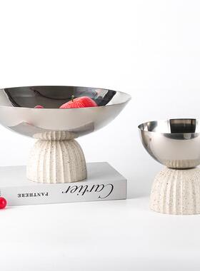 北轻JGF奢高脚水盘果样品板房客厅茶几软装饰欧摆件糖果零食摆盘