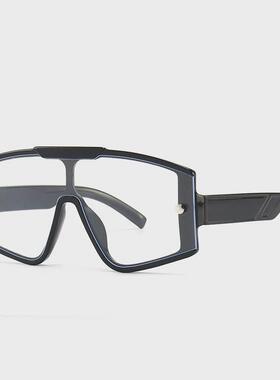 One piece flat top retro oversized frame sunglasses female I