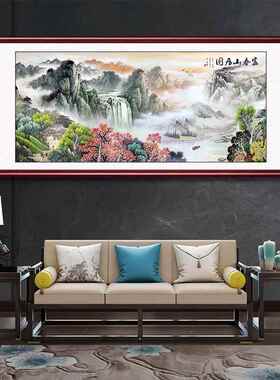 新中式客厅挂画沙发背景