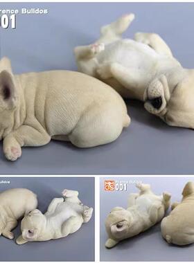 新M082款树脂萌睡法斗法斗牛车犬仿真动物模型汽车内车用饰国小品