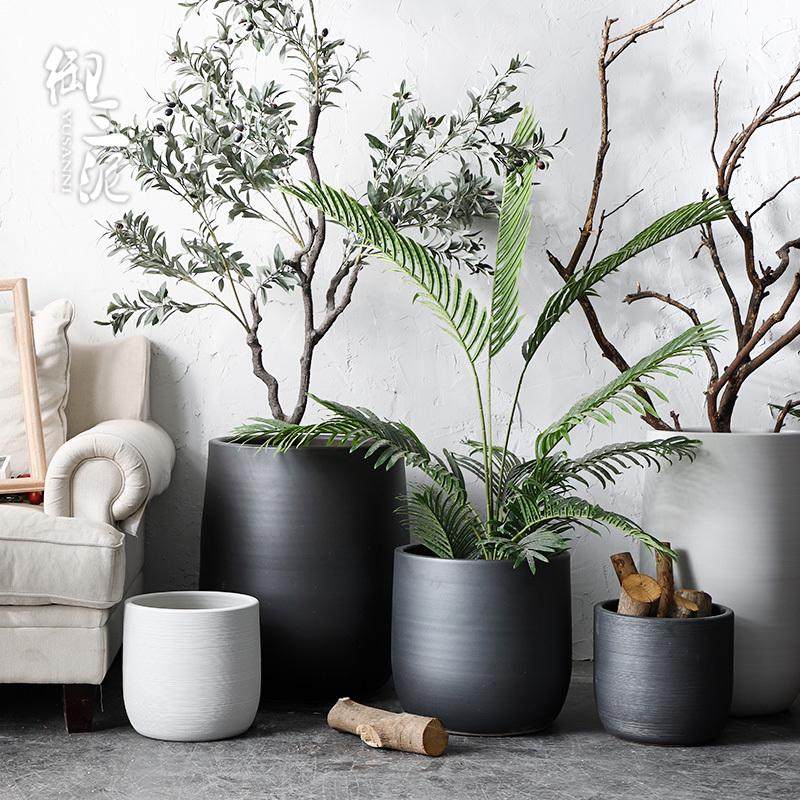 北欧花盆现代简约花瓶黑白色陶瓷绿植水培陶罐大口径室内植物摆件,淘宝优惠券,粉丝福利购,淘宝优惠卷