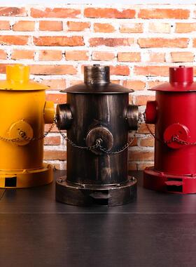 美复古铁艺咖垃圾桶金属收67422纳式消防饰栓垃圾桶咖啡酒吧网厅