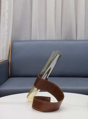 北欧皮质试管玻璃花器摆件客厅卧室电视柜餐厅玄关办公室家居饰品