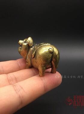 实心铜十二生肖小猪金猪摆件实心铜福猪把件可爱小猪小摆件铜镇纸