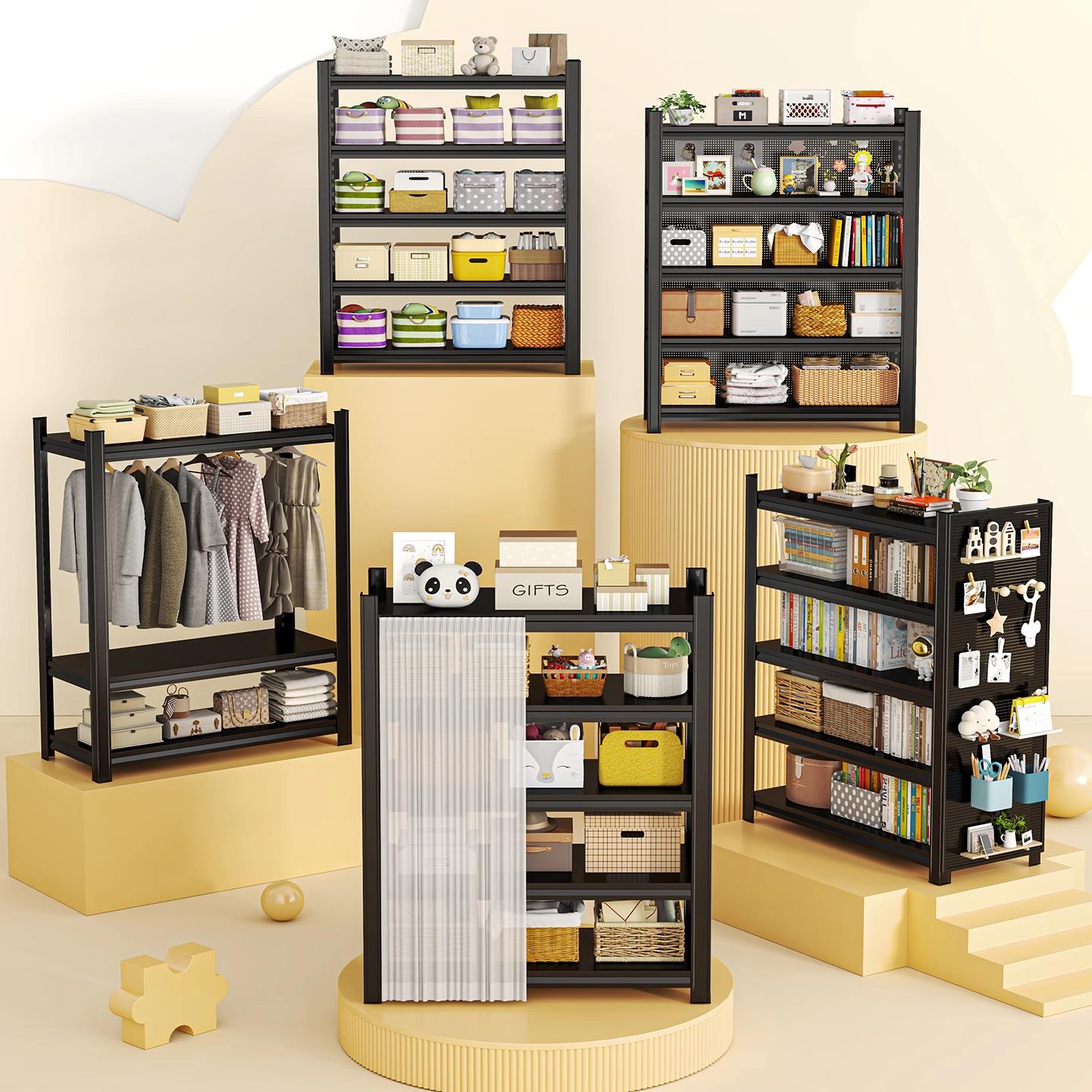 Household hole board shelves floor-standing storage racks multi-layer balcony warehouse debris storage shelves commercial supermarket display