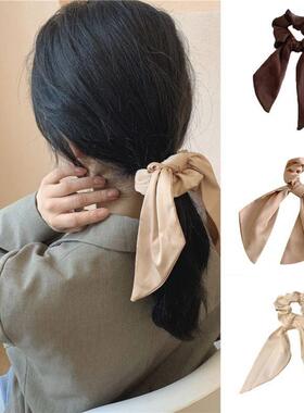 Luxury Satin Silk Bow Streamers Hair Ring Knotted Scrunchie