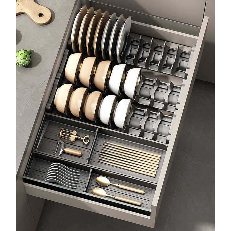 枪灰厨房抽屉收纳分隔橱柜内置分格碗架放刀叉碗筷勺子餐具收纳盒,淘宝优惠券,粉丝福利购,淘宝优惠卷