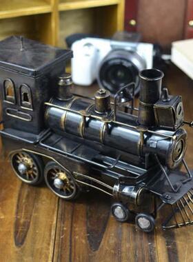 纯手工蒸汽火车头模型 复古酒吧经典创意摆件 拍摄道具/家居装饰