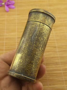 仿古古玩杂项民国纯手工雕刻 黄铜烟丝盒 老铜器老物件 杂件摆件