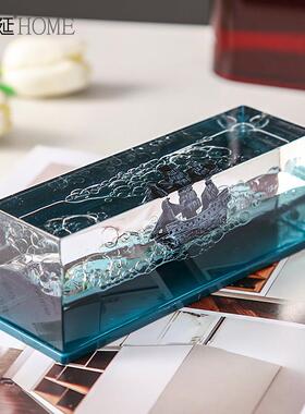 黑珍珠号流体游轮游体漂流瓶永不翻船的摆件汽车车载桌面装饰品船