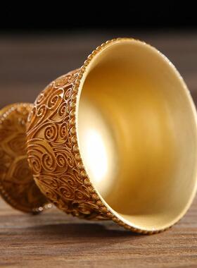 佛前供奉黄铜掐丝工艺供杯供水杯供佛杯净水敬神铜碗家用摆件小号