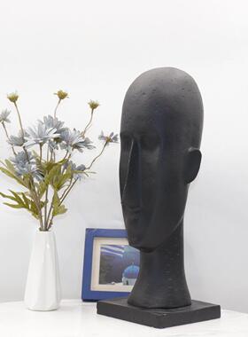 现代简约酒店别墅大堂端景台人面雕塑摆件样板房创意家居软装饰品