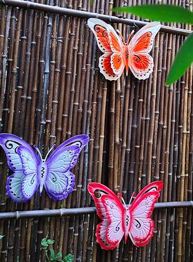 花园庭院仿真动物摆件铁艺蝴蝶挂饰创意别墅装饰树上壁挂园艺景观