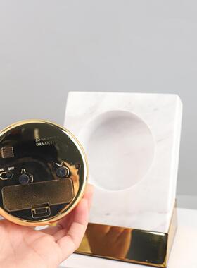 北居欧创意天然大理石钟钟桌面装饰摆1889表件客厅别墅电台视柜家