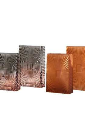 玻璃奢出口摆件所插会方渐变创意彩色缸花瓶花瓶客厅装饰品磨砂轻