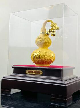 葫芦摆件 绒沙金平安是福葫芦福禄摆件 中式家居装饰品树脂摆设