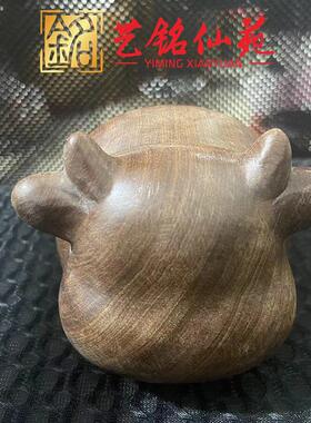 金丝檀木奶牛13cm大号摆件可爱动物迷你木质牛文玩手把件礼品
