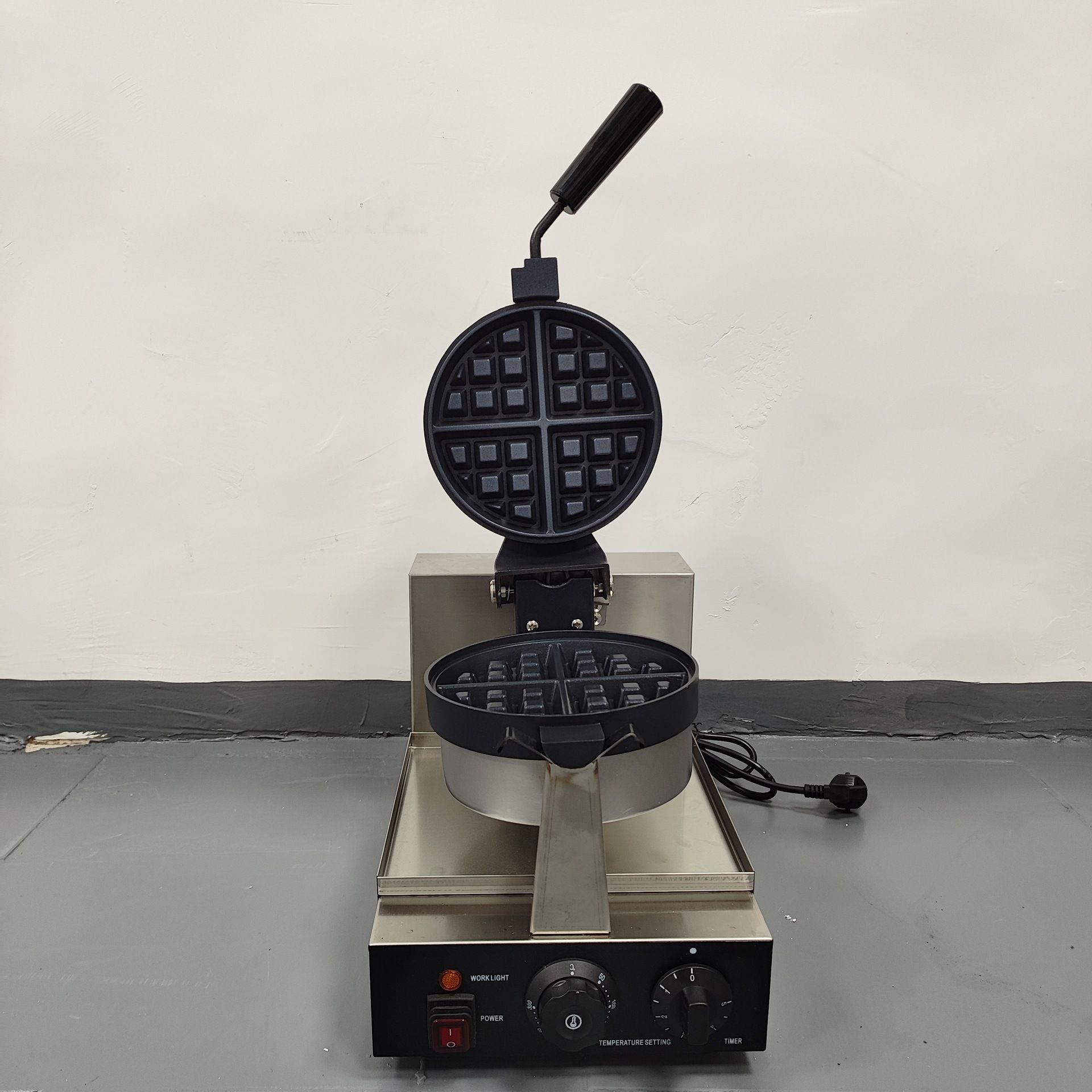 Commercial Round Electric Waffle Oven Up and Down Flip Single Head Waffle Maker Global Plug Baking Breakfast Waffle Maker