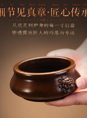 纯铜大号兽耳线线苏工狮耳炉环香居家件香篆薰摆香炉檀香茶道香薰