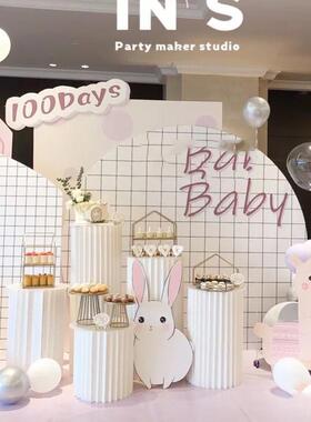 婚庆折叠圆柱甜品台纸质罗马柱子路引摆件商场橱窗生日派对布置