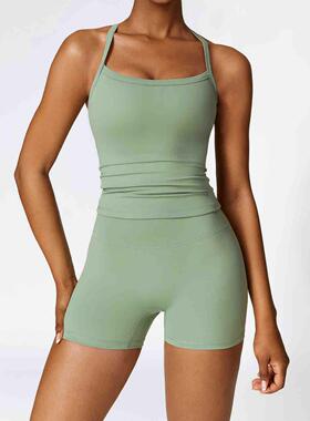 Women's 2-Piece Solid Color Yoga Workout Set, High-Waisted A