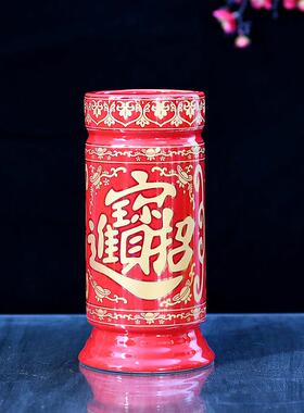 陶瓷香筒插香家用供具放香筒线香竹签财神香桶防潮满堂香唐彩莲花