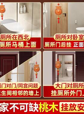 桃木虎头八卦镜兽头挂件卫生间化解厨房厕所卫同宫床头朝西安忍水