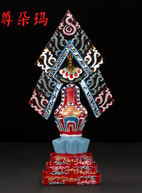 上师本尊空行朵玛藏传树脂彩绘花食子密宗摆件三根本朵玛