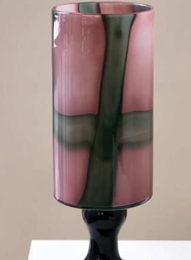 法式中古彩色手工拼色直筒玻璃花瓶新中式艺术高级感水养花器摆件