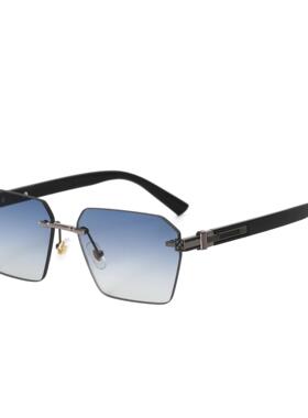 Trendy Casual Angular Geometric Rimless Sunglasses with