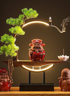 招财饰品和尚神灯送礼摆件前台收银台开业小客厅财家居圈家用摆设