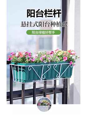 阳台种菜栏杆花架挂式长方形种菜花盆简约铁架悬挂阳台种菜盆挂架