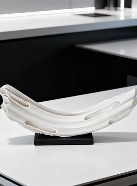 现代简约白色拱形件书BYB柜样板架间电视柜展示书房室内计设装饰