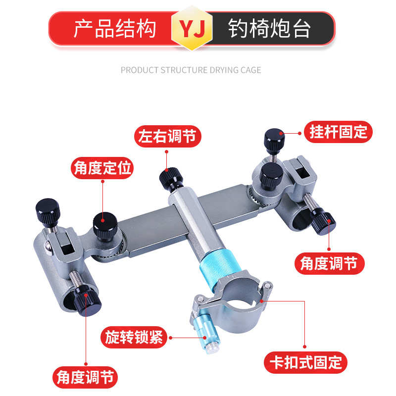 铝镁合金钓箱钓椅双炮台架 通用双炮台座钓箱双炮台防转双炮台架 - 图3