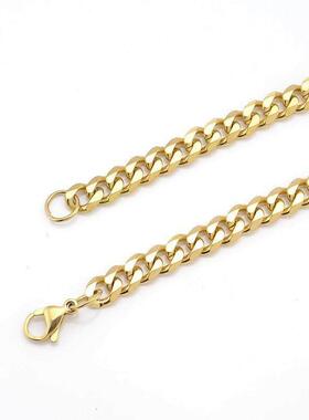 不锈钢六面磨炼 古巴炼 嘻哈项炼 金/钢/黑色 48/60/75cm 3/5定制