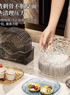 轻奢加厚吐骨碟简约吐骨头盘碟家用食品级餐桌垃圾碟子零食摆放盘