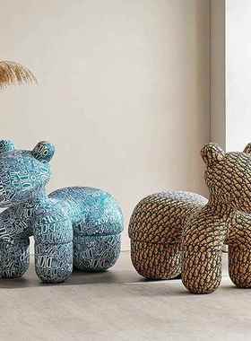 网红创意小马椅客厅摆件羊驼卡通动物坐凳椅子小马凳乔迁新居礼品