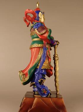 彩铜二郎真君神佛像摆件纯铜二郎神杨戬哮天犬家居书房供奉摆设