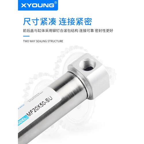 XYOUNG平尾不锈钢迷你气缸MF25X75-SU带磁迷你气缸MF25X100-SU - 图2