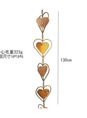 独立站SteelLeafRainChain雨链蝴蝶心形金属雨链花园工艺品