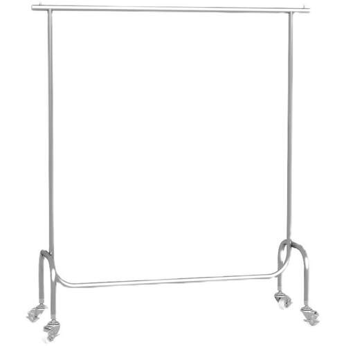 服装店展示架落地式不锈钢拉丝银色挂衣杆带轮子中岛架女装店货架 - 图1