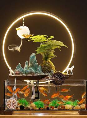 招财流水摆件鱼缸循环水假山喷泉客厅办公室桌面乔迁生财开业礼品